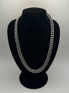 Mens Real Silver Cuban Chain 10mm 24 Inch Miami Plated Hip Hop Heavy Box Lock